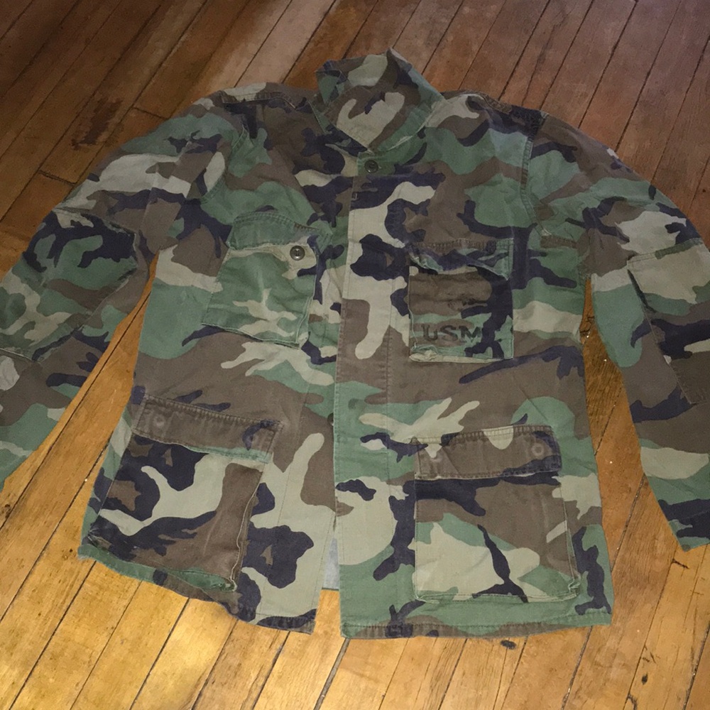 Men's Military Woodland Camo Field Jacket - Green/Brown